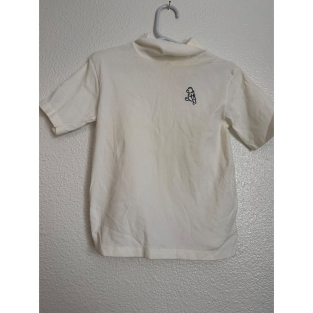 Vintage Sears Winnie the Pooh Collection Mock Neck Shirt Cream White Kids L 6-6x